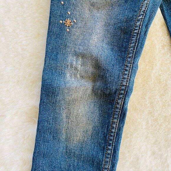 Girl's Outfit size 6 Jordache Bejeweled Distressed Jeans & Tasseled Fringe Tank - Picture 6 of 16